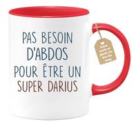quotedazur - Mug Pas Besoin D'Abdominaux Pour Être Un Super Darius - Cadeau Humour Prénom Anniversaire Noël