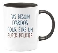 quotedazur - Mug Pas Besoin D'Abdominaux Pour Être Un Super Policier - Noir/Céramique