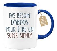 quotedazur - Mug Pas Besoin D'Abdominaux Pour Être Un Super Sidney - Cadeau Humour Prénom Anniversaire Noël