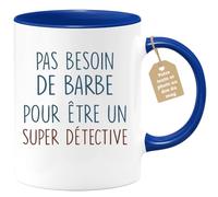 quotedazur - Mug Pas Besoin De Barbe Pour Être Un Super Détective - Cadeau Humoristique Pour Détectives, Anniversaires, Noël