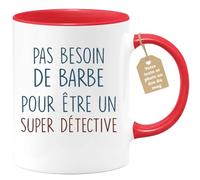 quotedazur - Mug Pas Besoin De Barbe Pour Être Un Super Détective - Cadeau Humoristique Pour Détectives, Anniversaires, Noël