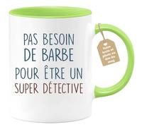 quotedazur - Mug Pas Besoin De Barbe Pour Être Un Super Détective - Cadeau Humoristique Pour Détectives, Anniversaires, Noël