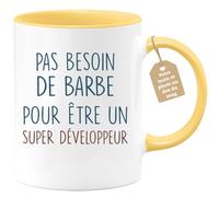 quotedazur - Mug Pas Besoin De Barbe Pour Être Un Super Développeur - Cadeau Humour Programmation Anniversaire Noël