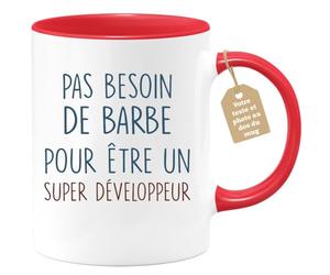 quotedazur - Mug Pas Besoin De Barbe Pour Être Un Super Développeur - Cadeau Humour Programmation Anniversaire Noël