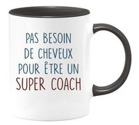 quotedazur - Mug Pas Besoin De Beaucoup Cheveux Pour Être Un Super Coach Noir/Céramique