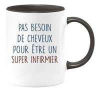 quotedazur - Mug Pas Besoin De Beaucoup Cheveux Pour Être Un Super Infirmier Noir/Céramique