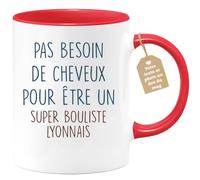 quotedazur - Mug Pas Besoin De Cheveux Pour Être Un Super Bouliste Lyonnais - Cadeau Humour Pétanque Anniversaire Noël