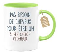 quotedazur - Mug Pas Besoin De Cheveux Pour Être Un Super Cyclo-Crosheur - Cadeau Cyclisme, Anniversaire, Noël