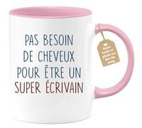 quotedazur - Mug Pas Besoin De Cheveux Pour Être Un Super Écrivain - Cadeau Humour Écrivain, Anniversaire, Noël