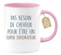 quotedazur - Mug Pas Besoin De Cheveux Pour Être Un Super Explorateur - Cadeau Humour Aventure Anniversaire Noël