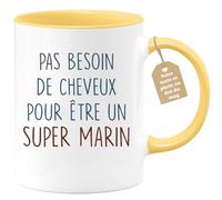 quotedazur - Mug Pas Besoin De Cheveux Pour Être Un Super Marin - Cadeau Humour Marin, Anniversaire, Noël