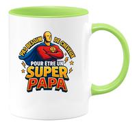 quotedazur - Mug Pas besoin de cheveux pour être un super papa - Tasse Cadeau Papa, Fête Des Pères Homme - Vert/Céramique