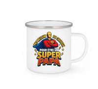 quotedazur - Mug Pas besoin de cheveux pour être un super papa - Tasse Cadeau Papa, Fête Des Pères Homme - Blanc/Emaillé