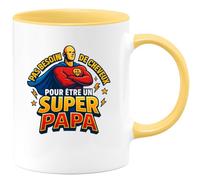 quotedazur - Mug Pas besoin de cheveux pour être un super papa - Tasse Cadeau Papa, Fête Des Pères Homme - Jaune/Céramique