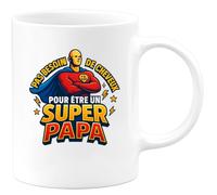 quotedazur - Mug Pas besoin de cheveux pour être un super papa - Tasse Cadeau Papa, Fête Des Pères Homme - Blanc/Céramique