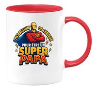 quotedazur - Mug Pas besoin de cheveux pour être un super papa - Tasse Cadeau Papa, Fête Des Pères Homme - Rouge/Céramique