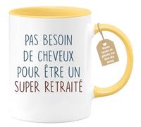 quotedazur - Mug Pas Besoin De Cheveux Pour Être Un Super Retraité - Cadeau Humour Retraite Anniversaire Noël