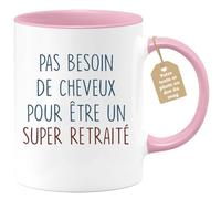quotedazur - Mug Pas Besoin De Cheveux Pour Être Un Super Retraité - Cadeau Humour Retraite Anniversaire Noël