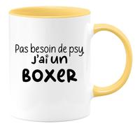 quotedazur - Mug Pas Besoin De Psy J'ai Un Boxer Jaune/Céramique