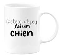 quotedazur - Mug Pas Besoin De Psy J'ai Un Chien Blanc/Céramique