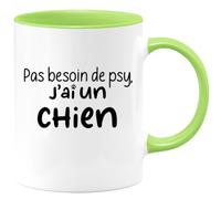 quotedazur - Mug Pas Besoin De Psy J'ai Un Chien - Vert/Céramique