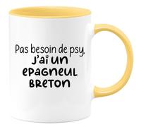 quotedazur - Mug Pas Besoin De Psy J'ai Un Epagneul Breton Jaune/Céramique