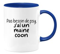 quotedazur - Mug Pas Besoin De Psy J'ai Un Maine Coon - Bleu/Céramique