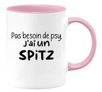 quotedazur - Mug Pas Besoin De Psy J'ai Un Spitz Rose/Céramique