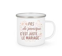 quotedazur - Mug pas de panique c'est juste le mariage - Tasse Cadeau Evjf Femme - Blanc/Emaillé