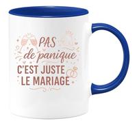 quotedazur - Mug pas de panique c'est juste le mariage - Tasse Cadeau Evjf Femme - Bleu/Céramique
