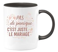quotedazur - Mug pas de panique c'est juste le mariage - Tasse Cadeau Evjf Femme - Noir/Céramique