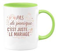 quotedazur - Mug pas de panique c'est juste le mariage - Tasse Cadeau Evjf Femme - Vert/Céramique
