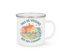 quotedazur - Mug Pas de voisins, que des copains - Tasse Cadeau Vanlife - Blanc/Emaillé