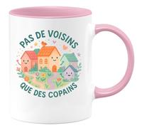 quotedazur - Mug Pas de voisins, que des copains - Tasse Cadeau Vanlife - Rose/Céramique