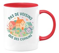quotedazur - Mug Pas de voisins, que des copains - Tasse Cadeau Vanlife - Rouge/Céramique