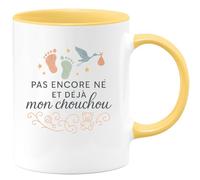 quotedazur - Mug Pas encore né et déjà mon chouchou - Tasse Cadeau Annonce Grossesse Naissance Mamie Femme - Jaune/Céramique