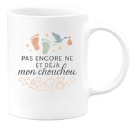 quotedazur - Mug Pas encore né et déjà mon chouchou - Tasse Cadeau Annonce Grossesse Naissance Mamie Femme - Blanc/Céramique