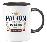 quotedazur - Mug Patron et fier de l'être depuis le premier jour - Tasse Cadeau Patron Homme - Noir/Céramique