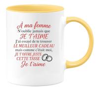 quotedazur - Mug Personnalisé À Ma Femme, N'Oublie Jamais Que Je T'Aime. T'Offre Ce Cadeau, Une Tasse Pleine D'Amour. Et Pour Noël Aimée - Jaune/Céramique