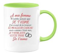 quotedazur - Mug Personnalisé À Ma Femme, N'Oublie Jamais Que Je T'Aime. T'Offre Ce Cadeau, Une Tasse Pleine D'Amour. Et Pour Noël Aimée - Vert/Céramique