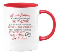 quotedazur - Mug Personnalisé À Ma Femme, N'Oublie Jamais Que Je T'Aime. T'Offre Ce Cadeau, Une Tasse Pleine D'Amour. Et Pour Noël Aimée - Rouge/Céramique