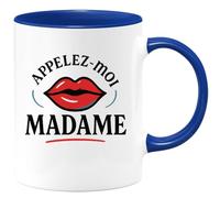 quotedazur - Mug Personnalisé Appelez- Moi Madame Et Pour Femme Cadeau Noël Tasse Distinguée - Bleu/Céramique