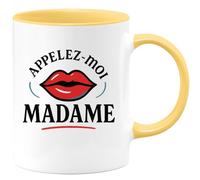 quotedazur - Mug Personnalisé Appelez- Moi Madame Et Pour Femme Cadeau Noël Tasse Distinguée - Jaune/Céramique