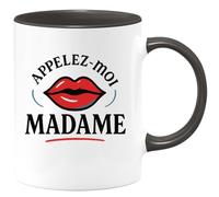 quotedazur - Mug Personnalisé Appelez- Moi Madame Et Pour Femme Cadeau Noël Tasse Distinguée - Noir/Céramique