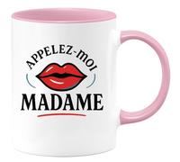 quotedazur - Mug Personnalisé Appelez- Moi Madame Et Pour Femme Cadeau Noël Tasse Distinguée - Rose/Céramique
