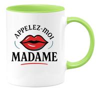 quotedazur - Mug Personnalisé Appelez- Moi Madame Et Pour Femme Cadeau Noël Tasse Distinguée - Vert/Céramique