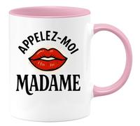 quotedazur - Mug Personnalisé Appelez- Moi Madame Pour Femmes Au Style Affirmé Cadeau Noël Femme Avec Tasse Et Message - Rose/Céramique