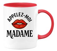 quotedazur - Mug Personnalisé Appelez- Moi Madame Pour Femmes Au Style Affirmé Cadeau Noël Femme Avec Tasse Et Message - Rouge/Céramique