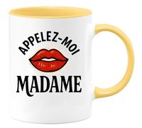 quotedazur - Mug Personnalisé Appelez- Moi Madame Pour Femmes Au Style Affirmé Cadeau Noël Femme Avec Tasse Et Message - Jaune/Céramique