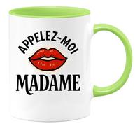 quotedazur - Mug Personnalisé Appelez- Moi Madame Pour Femmes Au Style Affirmé Cadeau Noël Femme Avec Tasse Et Message - Vert/Céramique